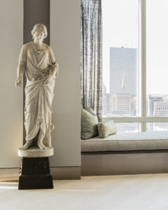 Oversized sculpture, carved marble sculpture, custom window bench, window bench cushion