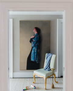 oversized artwork, grand hallway, oversized portrait, master bedroom entrance