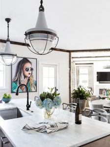 transitional kitchen, modern rustic kitchen, vegetable sink, industrial pendant lighting, industrial kitrchen kitchen island lighting, reclaimed wood moulding, rustic wood accents, contemporary portrait, open concept kitchen