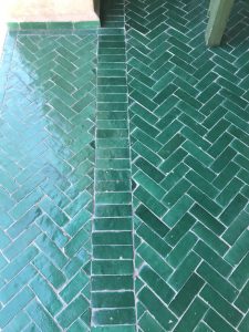 jade green herringbone tile
