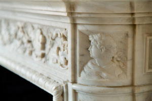 original fireplace surround, traditional marble fireplace surround, carved marble mantle, fireplace details, white marble fireplace surround